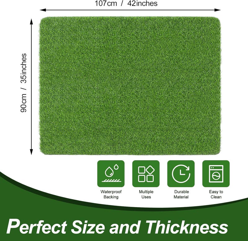 LINLA Artificial Grass Door Mat，42x35 Inches Outdoor Rug Synthetic Fake Dog Grass Mat Turf Waterproof Durable Doormat for Indoor Entryway, Outside Patio, Lawn, Garden - Image 2